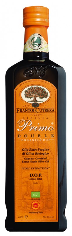 Olio extravergine Primo Double DOP biologico, olio extravergine di oliva DOP, biologico, Frantoi Cutrera - 500 ml - Bottiglia