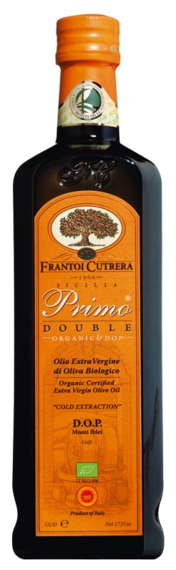 Olio ekstra i virgjer Primo Double DOP biologjik, vaj ulliri ekstra i virgjer DOP, organik, Frantoi Cutrera - 500 ml - Shishe
