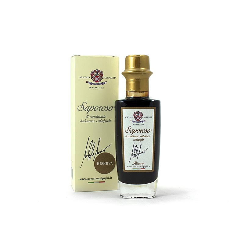 Condimento Balsamico Saporoso Riserva, 8 anni, legno di quercia e acacia, Malpighi - 100 ml - Bottiglia