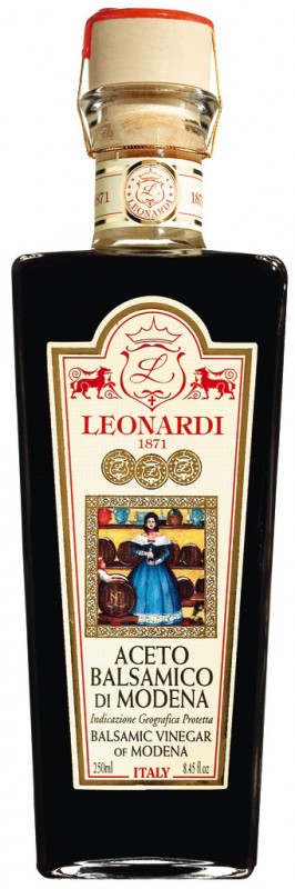 Vinagre balsamico, envelhecido por pelo menos 6 anos, Aceto balsamico di Modena IGP Matilde, Leonardi L176 - 250ml - Garrafa