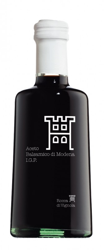 Vinagre balsamico, envejecido durante 6 meses, Aceto Balsamico di Modena IGP- Premium 1.0, blanco, Rocca di Vignola - 250ml - Botella