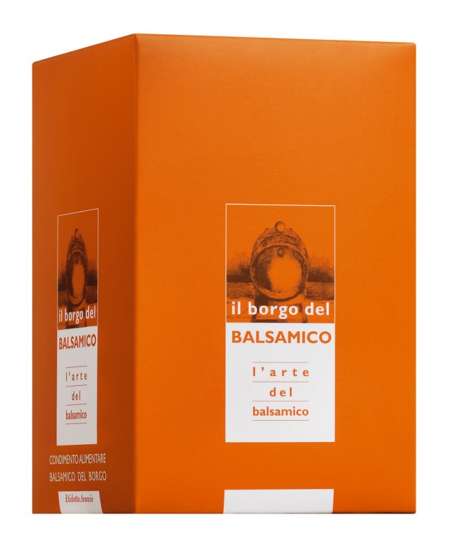 Amaniment de vinagre balsamic, envellit, Condimento del Borgo, Etichetta arancio, Il Borgo del Balsamico - 250 ml - Ampolla