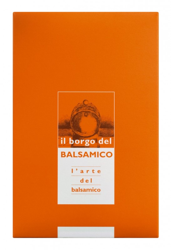 Aderezo de vinagre balsamico, anejo, Condimento del Borgo, Etichetta arancio, Il Borgo del Balsamico - 250ml - Botella