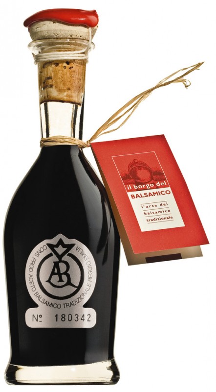 Aceto Balsamico Tradizionale DOP Argento, vinagre balsamico DOP de Reggio Emilia, pelo menos 15 anos, Il Borgo del Balsamico - 100ml - Garrafa