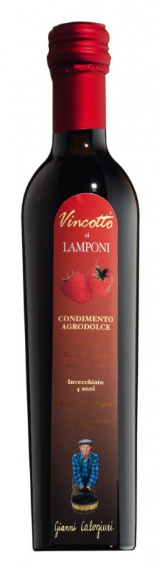 Vincotto ai lamponi, mosto de uva em conserva com framboesas, calogiuri - 250ml - Garrafa