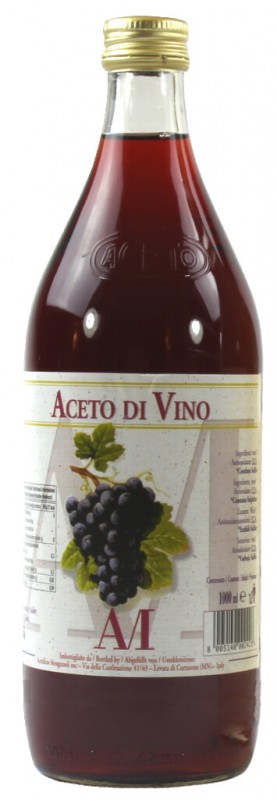 Aceto di vino rosso, vinagre de vinho tinto, Mengazzoli - 1.000ml - Garrafa