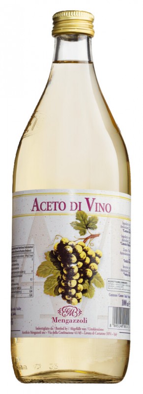 Aceto di vino bianco, valkoviinietikka, Mengazzoli - 1000 ml - Pullo