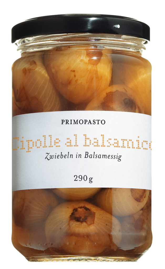 Cipolle all`Aceto balsamico di Modena IGP, Borettane - Qepe ne uthull balsamike nga Modena, Primopasto - 300 gr - Xhami