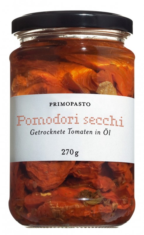 Pomodori secchi sott`olio, kuivatut tomaatit auringonkukkaoljyssa, primopasto - 280g - Lasi