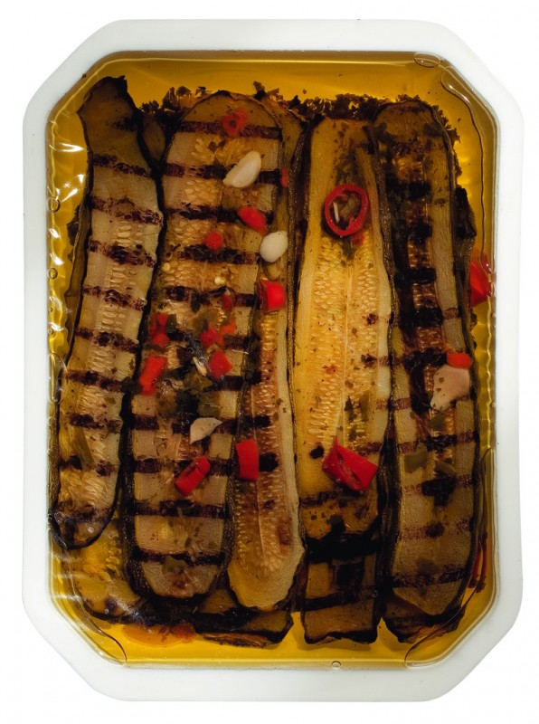 Zucchini grigliati, Zucchini panggang dalam minyak, Buscema - 1.000 gram - Mengupas