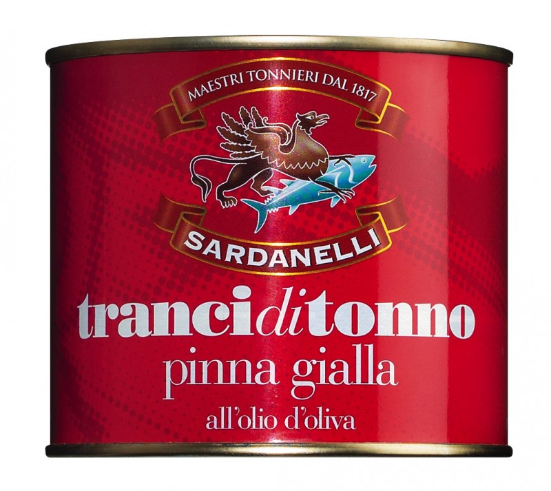 Tonno all`olio d`oliva, tunfisk i olivenolje, sardanelli - 620 g - kan