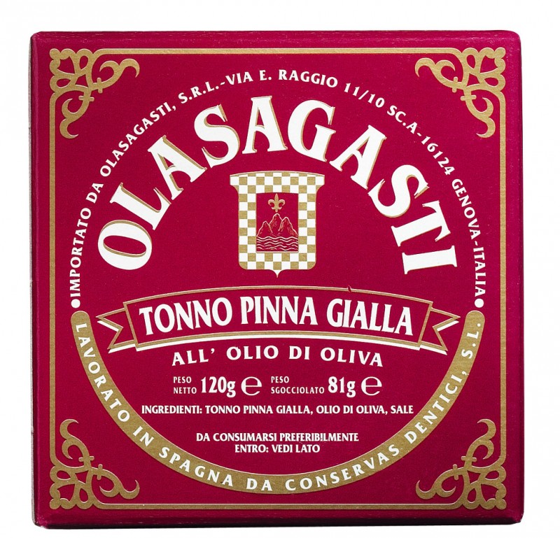 Tonno Pinna Gialla, Tonno Pinna Gialla (rosso), Olasagasti - 120 g - Potere