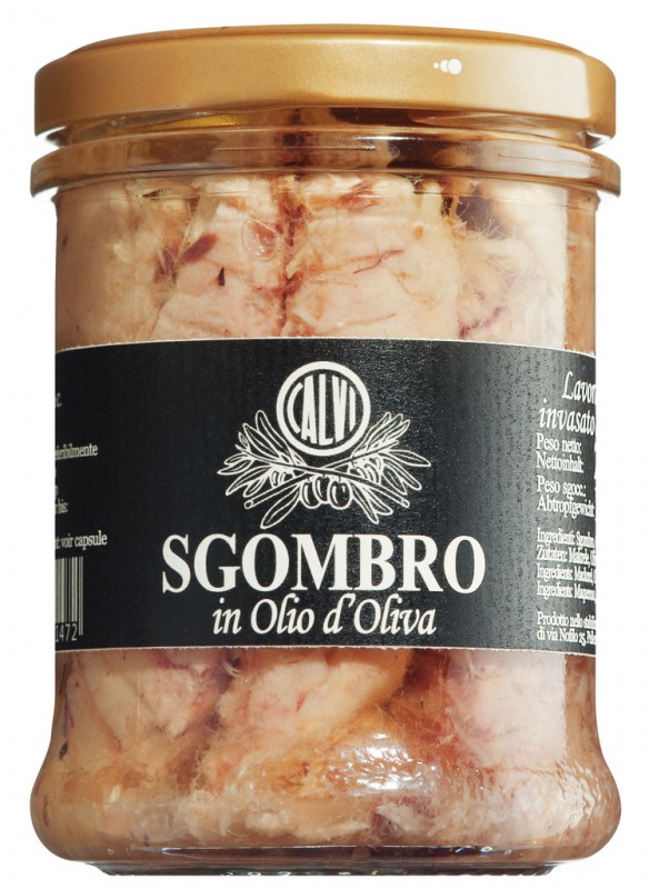 Sgombro dalam Olio d`Oliva, makarel dalam minyak zaitun, Calvi - 200 gram - Kaca