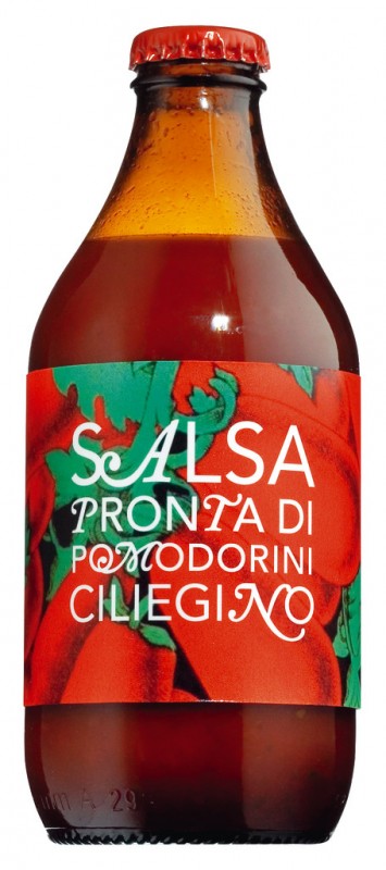 Salsa pronta di pomodorini ciliegino, salsa de tomate, ligeramente dulce, Il pomodoro piu buono - 320ml - Botella