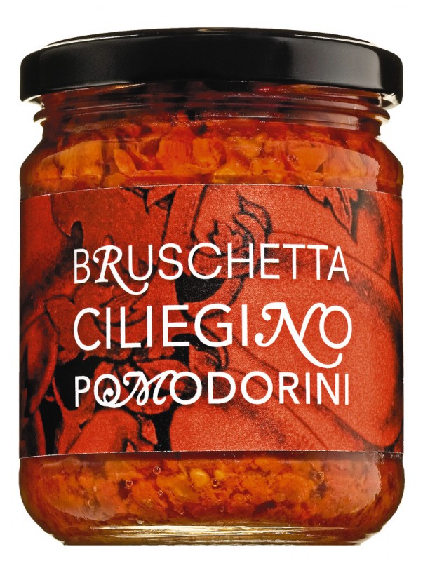 Bruschetta di pomodoro ciliegino, crema de tomate cherry siciliana, Il pomodoro piu buono - 200 gramos - Vaso