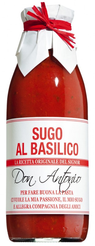 Sugo al basilico, salsa de tomate con albahaca, Don Antonio - 480ml - Botella