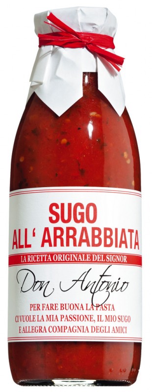 Sugo all`arrabbiata, salsa de tomate con chile, Don Antonio - 480ml - Botella