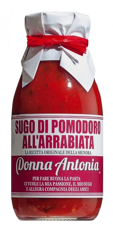 Sugo all`arrabbiata, salsa di pomodoro piccante, Donna Antonia - 240 ml - Bottiglia