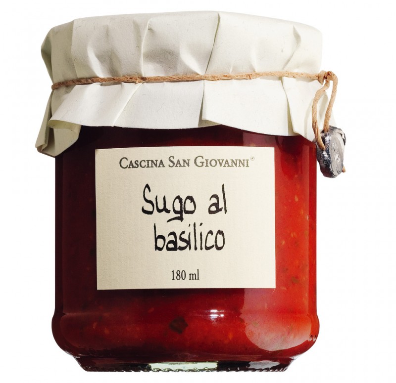Sugo al basilico, tomaattikastike basilikan kera, Cascina San Giovanni - 180 ml - Lasi
