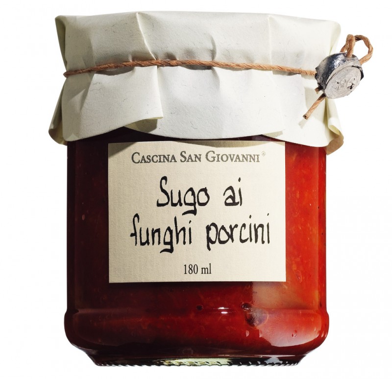 Sugo ai funghi porcini, salsa di pomodoro con funghi porcini, Cascina San Giovanni - 180 ml - Bicchiere