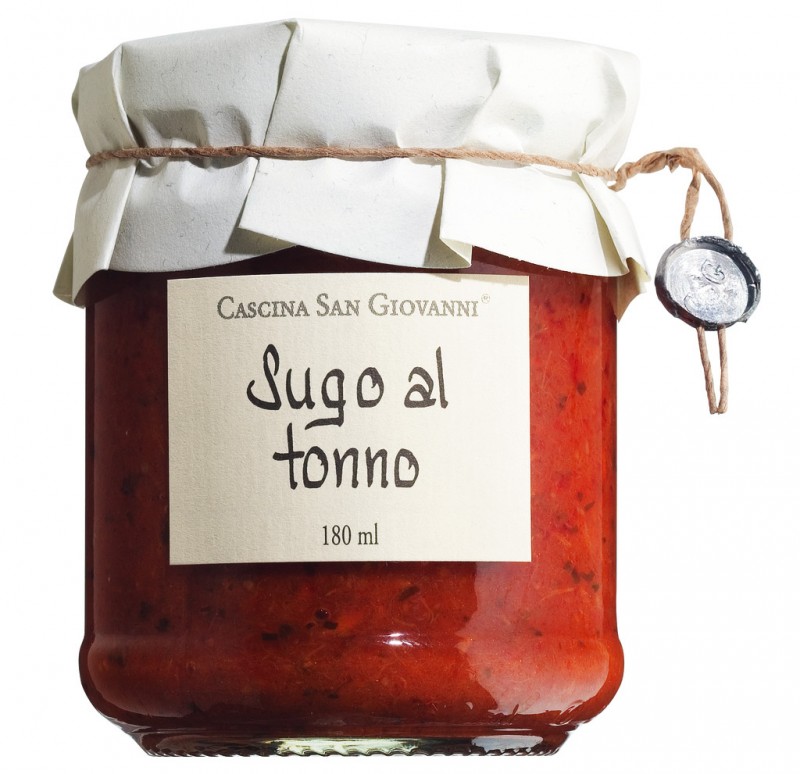 Sugo al tonno, salsa di pomodoro con tonno, Cascina San Giovanni - 180 ml - Bicchiere