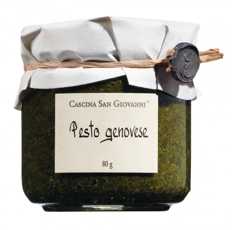 Pesto al basilico, pesto de manjericao, Cascina San Giovanni - 80g - Vidro