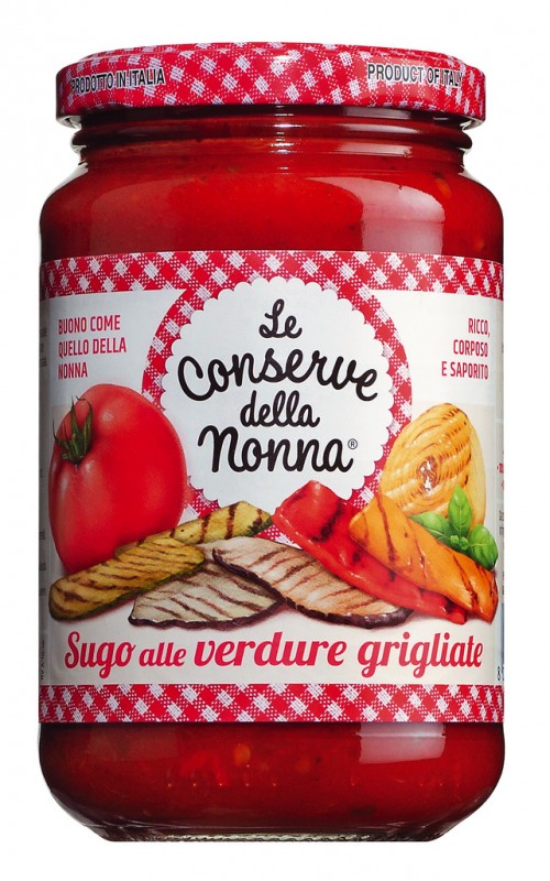 Sugo alle verdure grigliate, molho de tomate com legumes grelhados, Le Conserve della Nonna - 350g - Vidro