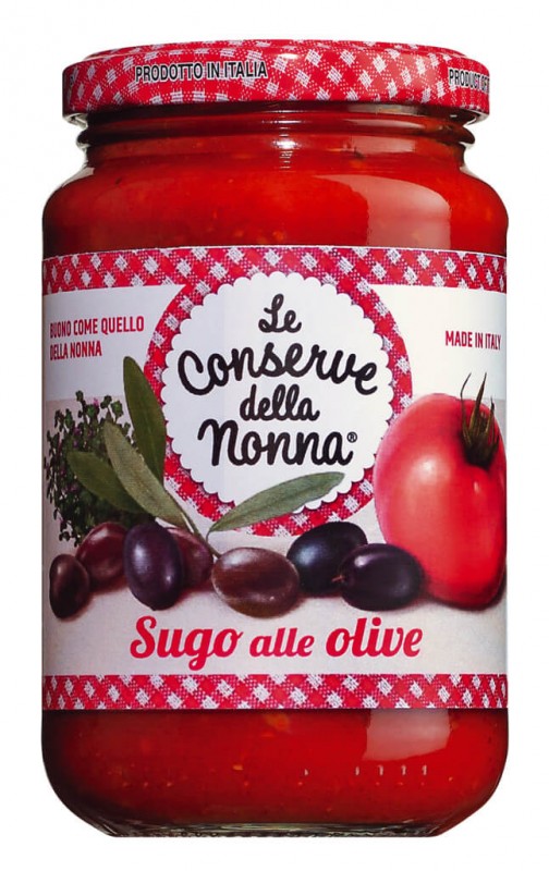 Sugo alle oliven, tomatsaus med oliven, Le Conserve della Nonna - 350 g - Glass