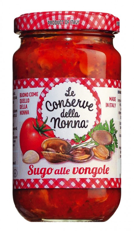 Sugo alle vongole, tomaattikastike simpukoiden kanssa, Le Conserve della Nonna - 190g - Lasi