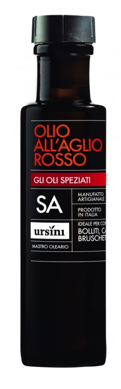 Olivenöl mit rotem Knoblauch, Olio all` aglio rosso, Ursini - 100 ml - Flasche Olivenöl mit rotem Knoblauch, Olio all` aglio rosso, Ursini - 100 ml - Flasche