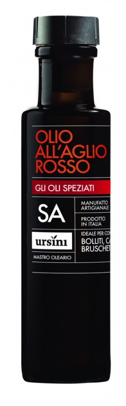 Olivenöl mit rotem Knoblauch, Olio all` aglio rosso, Ursini - 100 ml - Flasche