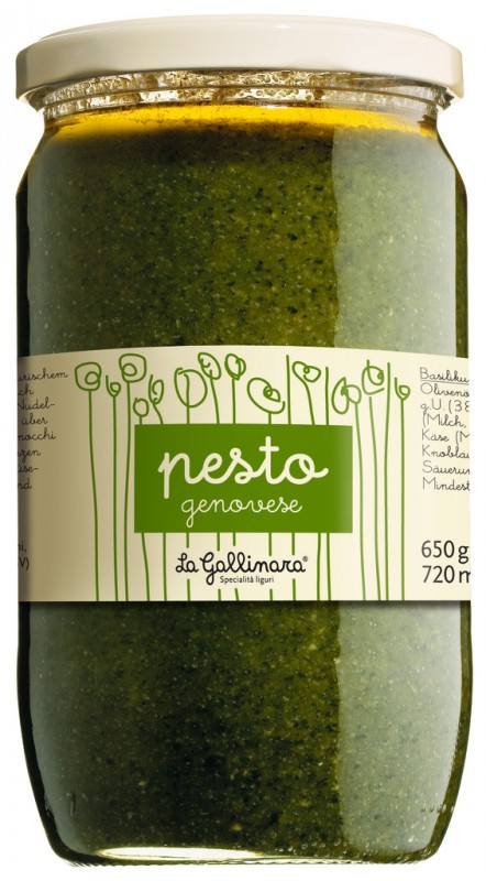 Pesto Genovese, gaya Pesto Genoa, La Gallinara - 650 gram - Kaca