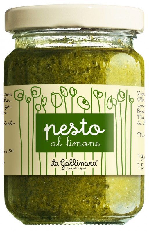 Pesto al limone, pesto com limao, La Gallinara - 130g - Vidro