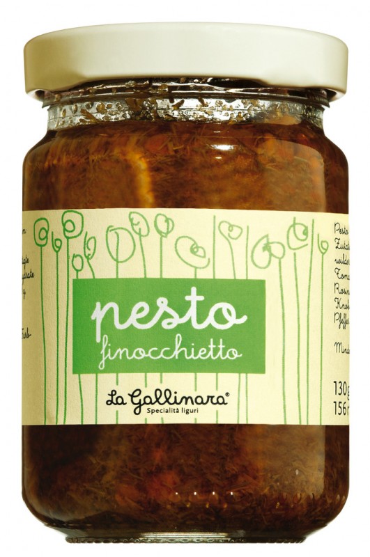 Pesto al finocchietto selvatico, pesto amb fonoll silvestre, La Gallinara - 130 g - Vidre