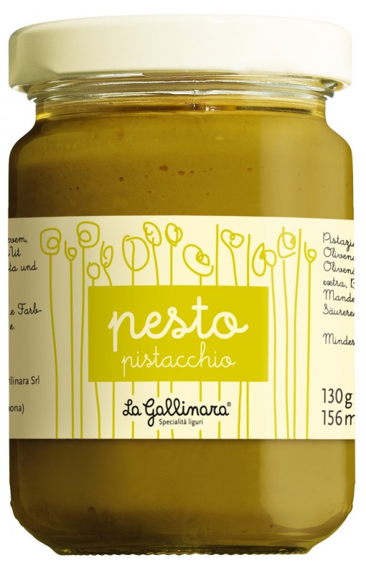 Pesto di pistacchio, pesto de pistacho, La Gallinara - 130g - Vaso