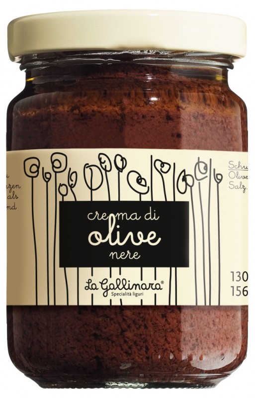 Crema di olive nere, crema d`oliva feta d`olives negres, La Gallinara - 130 g - Vidre