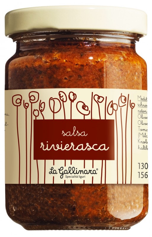 Salsa Rivierasca, molho estilo Liguria, La Gallinara - 130g - Vidro