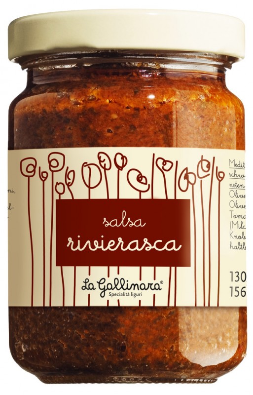 Salsa Rivierasca, salsa al estilo de Liguria, La Gallinara - 130g - Vaso