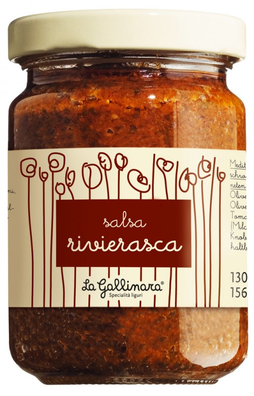 Salsa Rivierasca, salsa a l`estil ligur, La Gallinara - 130 g - Vidre Salsa Rivierasca, salsa a l`estil ligur, La Gallinara - 130 g - Vidre