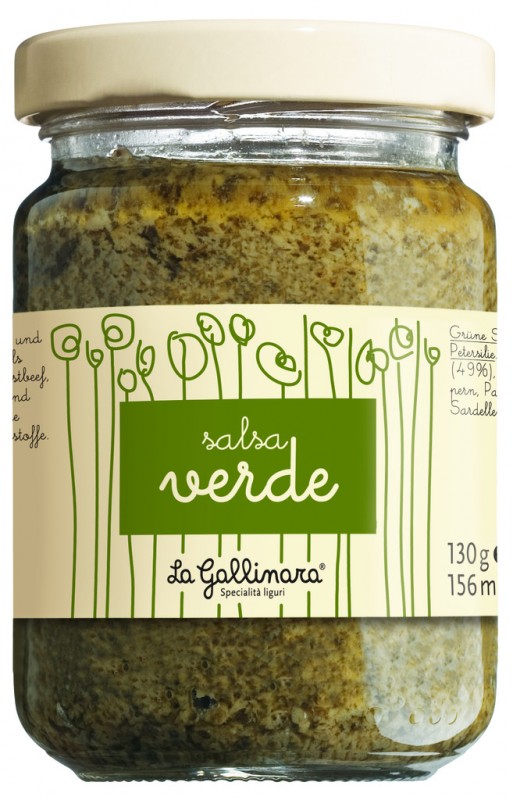 Salsa verde, saus hijau, La Gallinara - 130 gram - Kaca