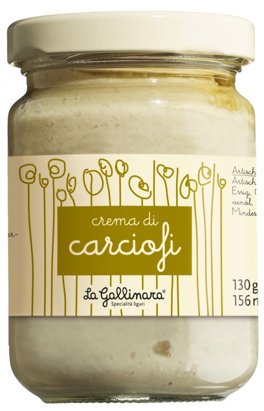 Crema di carciofi, crema de carxofes, La Gallinara - 130 g - Vidre
