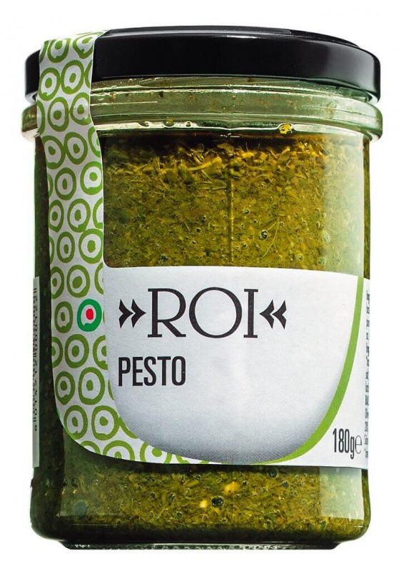 Pesto Ligure, salsa d`alfabrega, Olio Roi - 180 g - Vidre Pesto Ligure, salsa d`alfabrega, Olio Roi - 180 g - Vidre