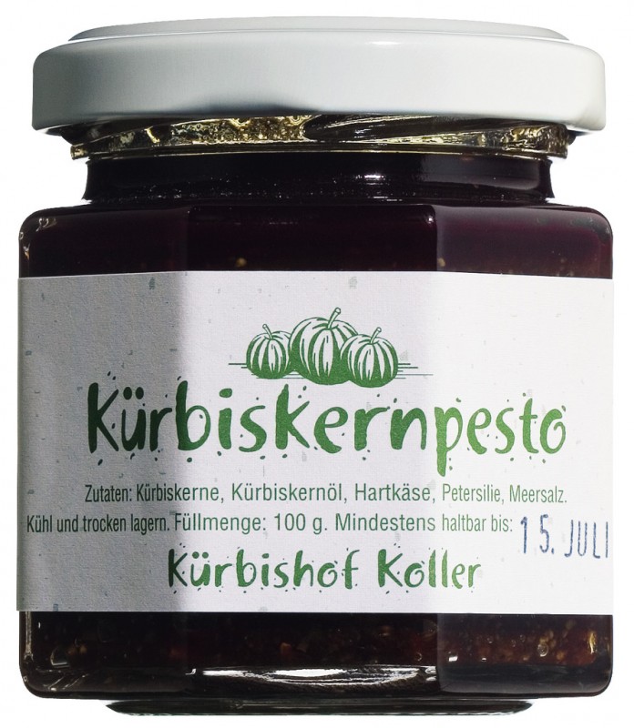 Pesto biji labu, saus bumbu yang terbuat dari biji labu Styrian, Pumpkin Farm Koller - 100 gram - Kaca