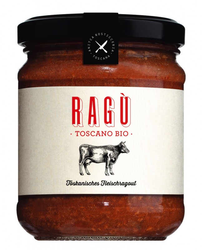 Ragu Toscano luomu, liharagu, riistaerikoisuudet - 180 g - Lasi