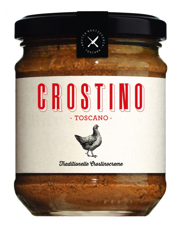 Antico crostino toscano, creme de crostino com frango e figado, especialidades de caca - 180g - Vidro