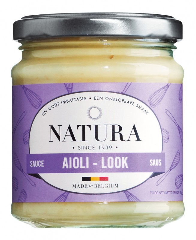 Saus aioli, saus bawang putih, Natura - 160 gram - Kaca