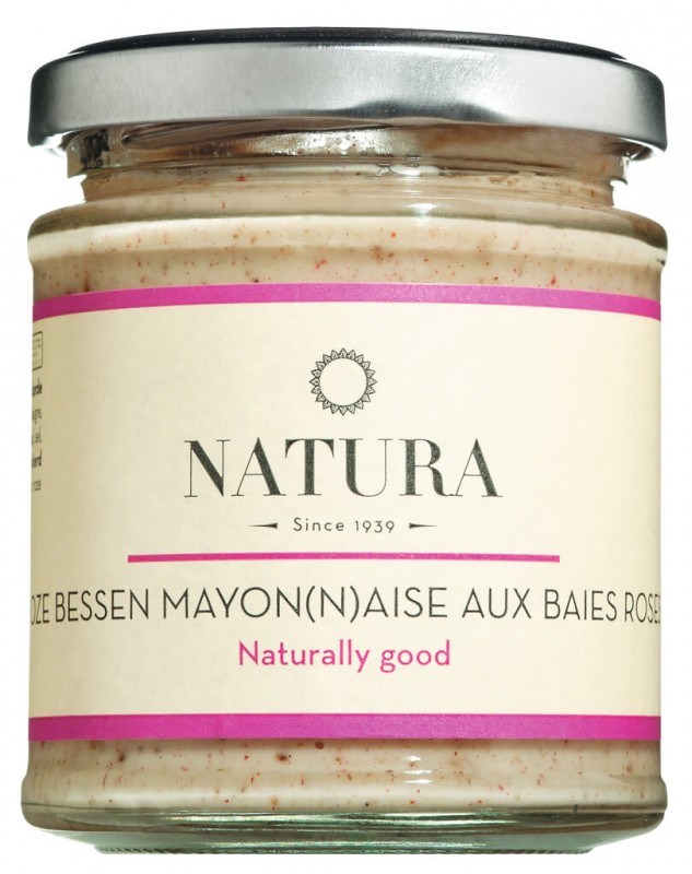 °Kastike Mayonnaise au poivre rose, majoneesikastike vaaleanpunaisella pippurilla, Natura - 160 g - Lasi