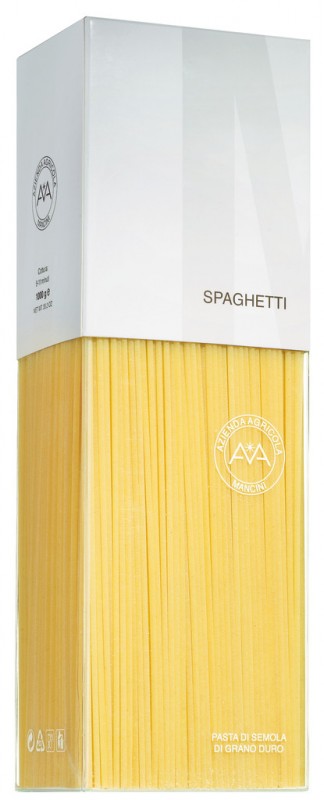Spaghetti, pasta semolina gandum durum, Pasta Mancini - 1,000g - pek