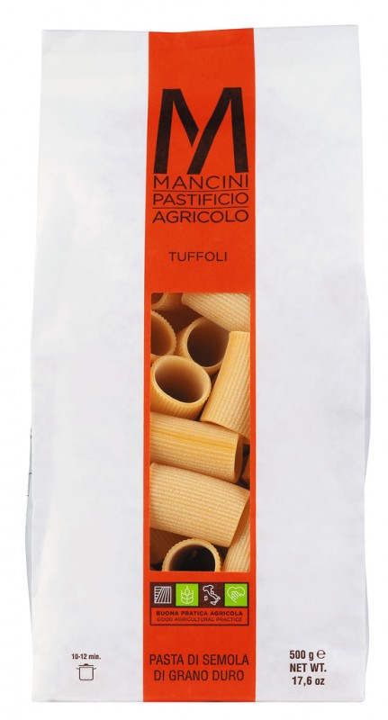Tuffoli, durum hveiti semolina pasta, stort snidh, Pasta Mancini - 500g - pakka
