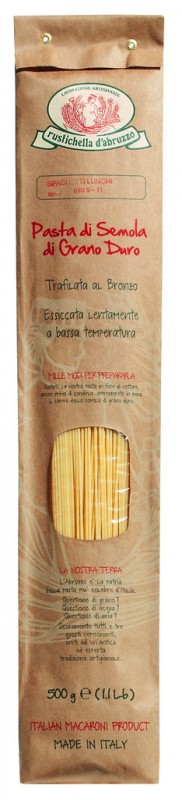Spaghetti lunghi, durum hveiti semolina nudhlur, Rustichella - 500g - pakka